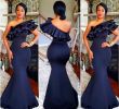 Plus Size Black Dresses for Wedding Awesome Dark Blue Y Plus Size Mermaid African Wedding Guest Dresses for Black Girls 2020 E Shoulder Piping Ruffle Backless Bridesmaid Dress Silk Chiffon