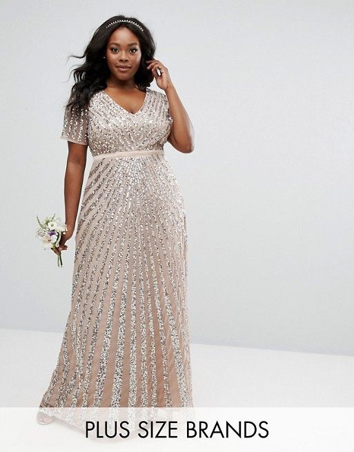 Plus Size Champagne Wedding Dresses Luxury Maya Plus Sequin All Over Maxi Dress