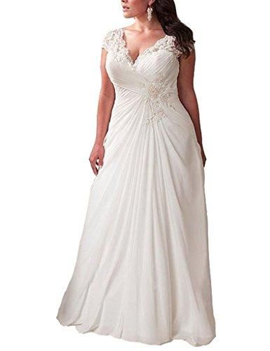 Plus Size Chiffon Wedding Dresses Fresh Women S Elegant Applique Lace Wedding Dress V Neck Plus Size