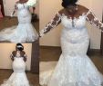 Plus Size Lace Mermaid Wedding Dresses Awesome Sheer Long Sleeves Lace Mermaid Plus Size Wedding Dresses 2019 Mesh top Applique Beaded Court Train Wedding Bridal Gowns Bc1450 Inexpensive Mermaid