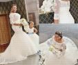 Plus Size Lace Mermaid Wedding Dresses Lovely Long Sleeve Lace Appliques Beading Africa Mermaid Wedding