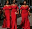 Plus Size Red Wedding Dresses Fresh Charming Cheap Red Bridesmaid Dresses African Spaghetti Straps Short Sleeves Maid Honor Gowns Mermaid Satin Wedding Guest Dress Plus Size E