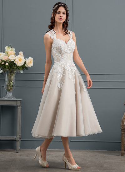 Plus Size Short Wedding Dresses with Sleeves Elegant Tea Length Wedding Dresses All Sizes & Styles