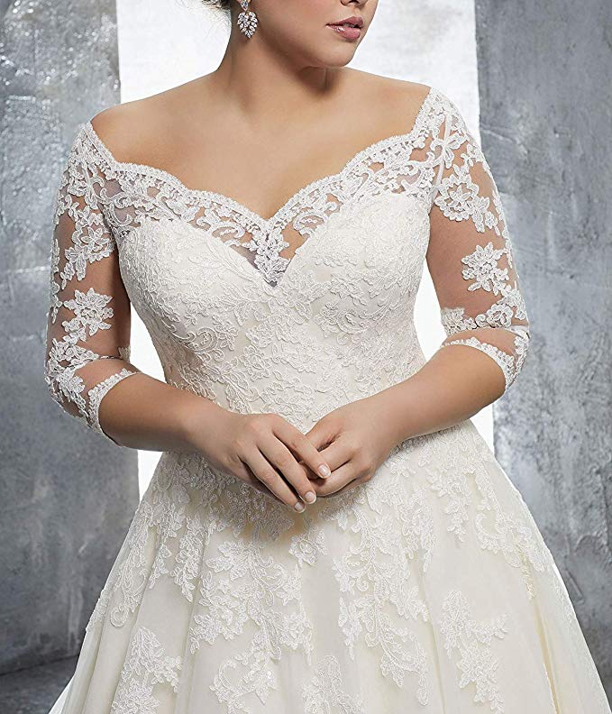 Plus Size Tea Length Wedding Dresses Best Of Women S Plus Size Bridal Ball Gown Vintage Lace Wedding Dresses for Bride with 3 4 Sleeves