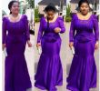 Plus Size Trumpet Dress Awesome Plus Size Purple Prom Dresses 2018 Mermaid Long Sleeve Square Long Lace Trumpet African Nigeria evening Gowns for Maxi Women New Style evening Dresses
