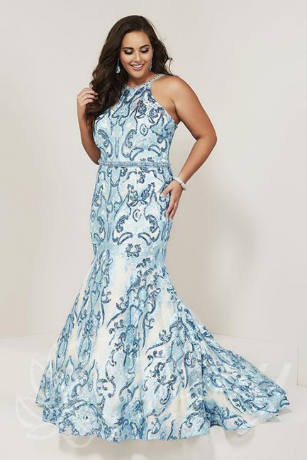 tiffany designs halter neck plus size prom gown 03 543
