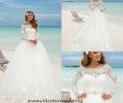 Plus Size Wedding Dresses 2016 New Discount Summer Beach Lace Wedding Dresses 2016 Elegant Scoop Neck Long Sleeves Sheer White Simple Tulle A Line Bridal Gowns Cheap Plus Size Chiffon