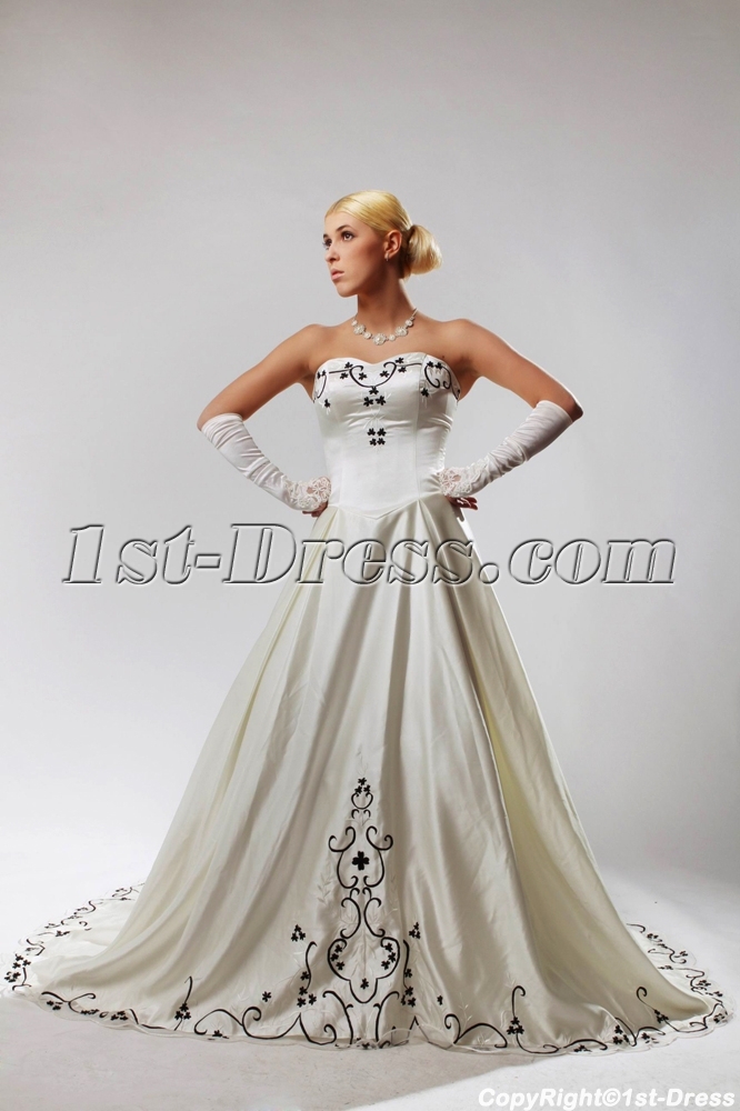 Ivory Plus Size Wedding Dresses with Color Black SOV 889 b 1