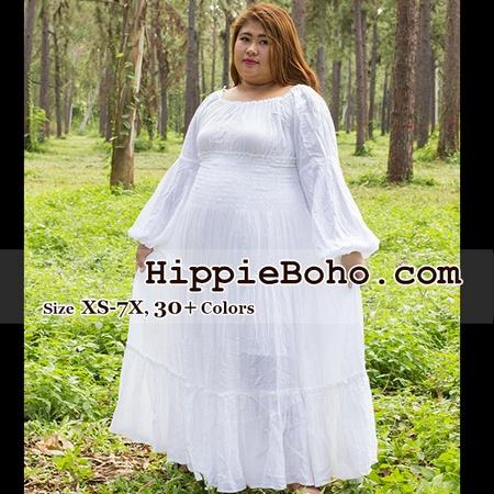 Extended Plus Size Hippie Bohemian Gypsy Renaissance Pagan Witch Peasant Style Gauze Cotton Clothing Maxi Summer Custume Plus Size Gypsy Style Dresses Gypsy Outfits Gypsy Attire 67 large