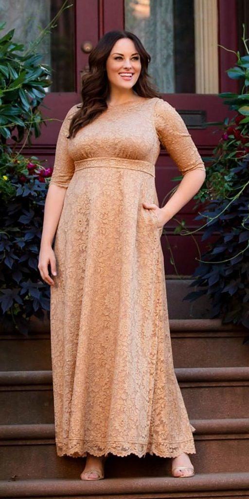 plus size wedding guest dresses long with three quote sleeves full lace kiyonnacurves 512x1024