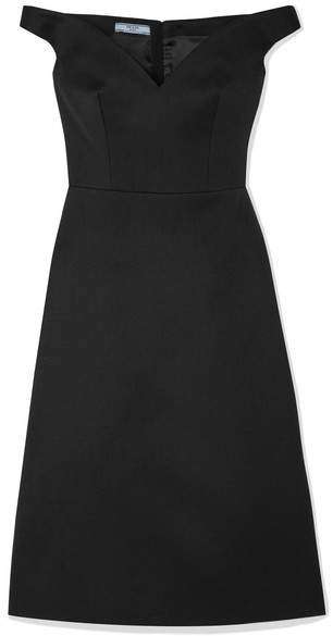 Prada Gowns Inspirational F the Shoulder Wool Dress Black