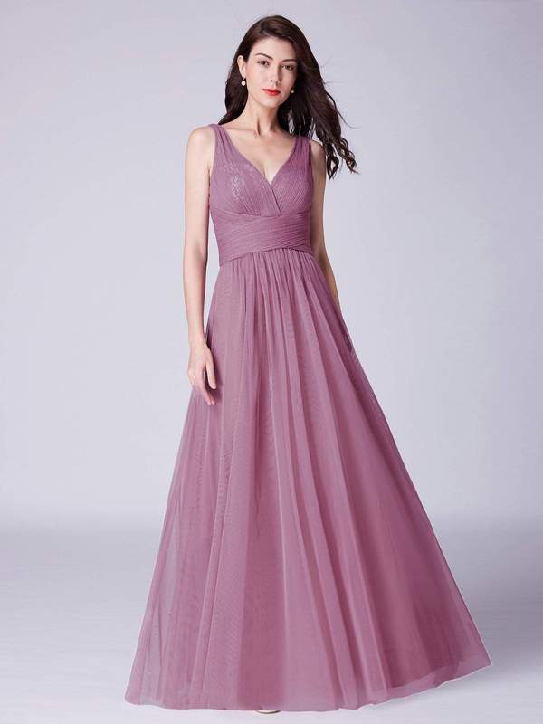 Pretty Dresses to Wear to A Wedding Unique V Neck Ruched Waist Long formal Dress
