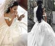 Princess Wedding Dresses with Bling Awesome 2018 New Arabic Ball Gown Wedding Dresses F Shoulder Illusion Lace Applique Crystal Beaded Satin Long Plus Size formal Bridal Gowns Wedding Dresses