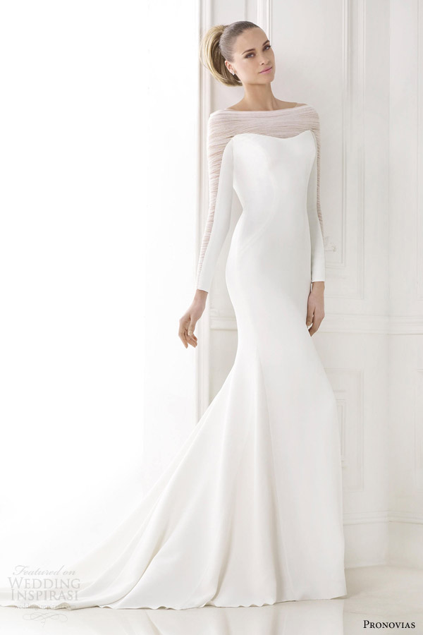 pronovias atelier bridal 2015 pre kainda illusion long sleeve wedding dress