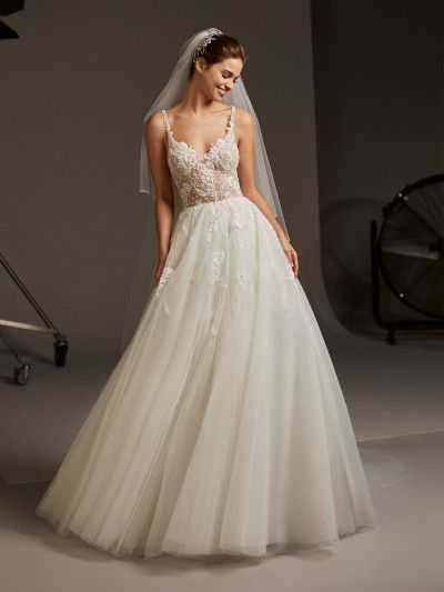 Pronovias Wedding Dresses Best Of soft Tulle Princess Wedding Dress with V Back