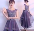 Purple Wedding Dresses Awesome Banquet Gown Lace Front Back Long Elegant Wedding Party Slim Student Dress