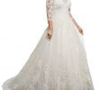 Quarter Sleeve Wedding Dresses Unique Women S Plus Size Bridal Ball Gown Vintage Lace Wedding Dresses for Bride with 3 4 Sleeves