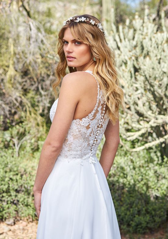 Racerback Wedding Dress Fresh Chiffon A Line Gown with Racerback and High Slit