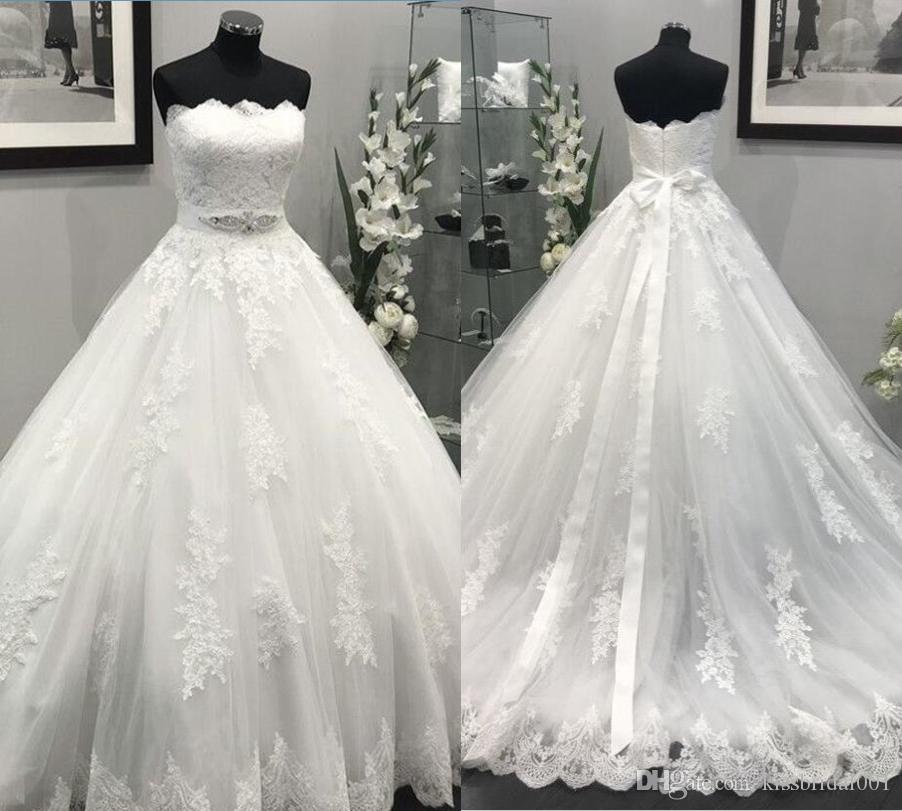 Reception Gown for Bride Best Of Actual S 2019 Lace Wedding Dresses A Line Vintage Retro formal Bridal Gowns Strapless Sweep Train Wedding Reception Dress