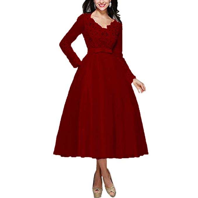 Red Dresses for Wedding Guest Fresh Elegant Appliques Tea Length Wedding Guest Dress Long