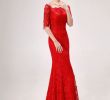 Red Lace Wedding Dress Elegant Chinese Outfit Red Lace F Shoulder Floor Length