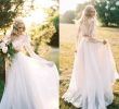 Rent Wedding Dresses Online Elegant Romantic Two Pieces Bohemian Wedding Dresses Long Sleeves Lace Crop top Chiffon Beach Country Wedding Gowns