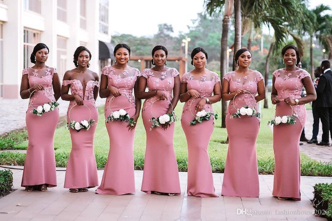 Renting A Bridesmaid Dress Lovely 2019 Pink Mermaid Bridesmaid Dresses Satin Lace Appliques F Shoulder Plus Size Bridesmaids Dress Long Cheap Wedding Guest Gowns Design