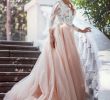 Rose Gold Wedding Gown Inspirational Elegant V Neck Pink Tulle Long Sleeves Lace A Line Wedding