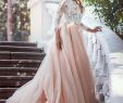 Rose Gold Wedding Gown Inspirational Elegant V Neck Pink Tulle Long Sleeves Lace A Line Wedding