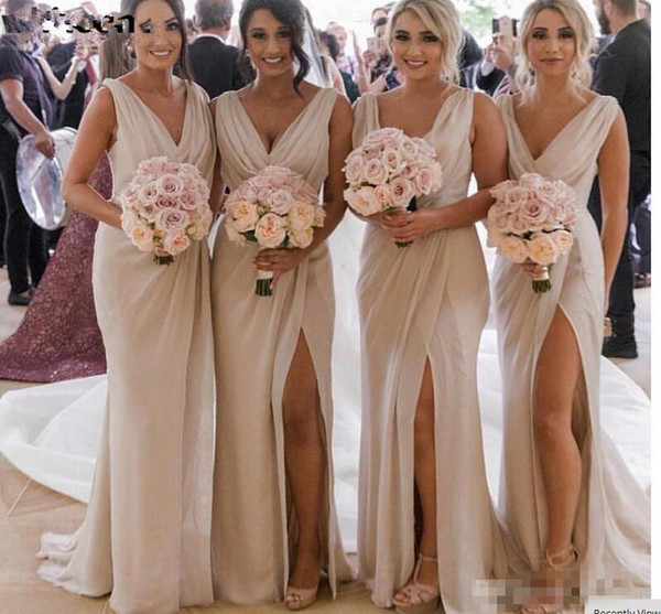 Rustic Wedding Bridesmaid Dresses Lovely 2019 Vestido Madrinha Slit Mermaid Bridesmaid Dresses Long Y Backless Wedding Party Dress 2018 V Neck Bride Maid Of Honor Gowns