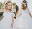 Rustic Wedding Flower Girl Dresses Elegant 2019 Pretty Lace Tulle Flower Girls Dresses White F the Shoulder Ball Gowns Holy First Munion Dresses Country Wedding Party Girls Gowns Mother