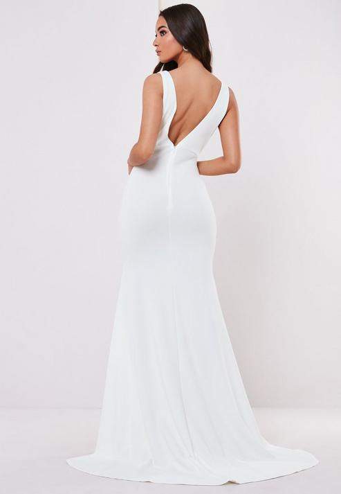 Missguided Bridesmaid White Sleeveless Low Back Maxi Dress