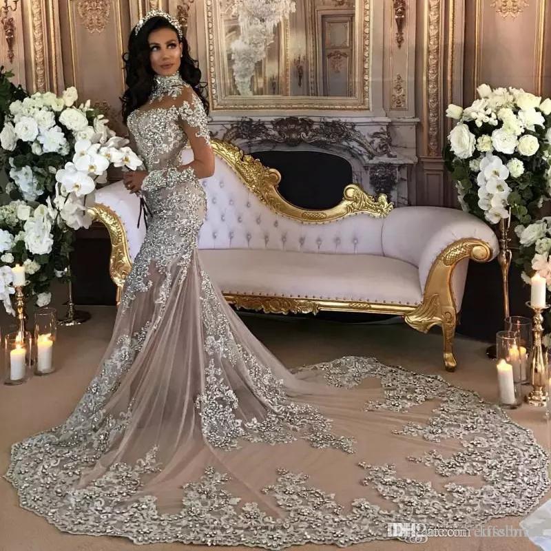 retro sparkly 2017 wedding dresses sheer