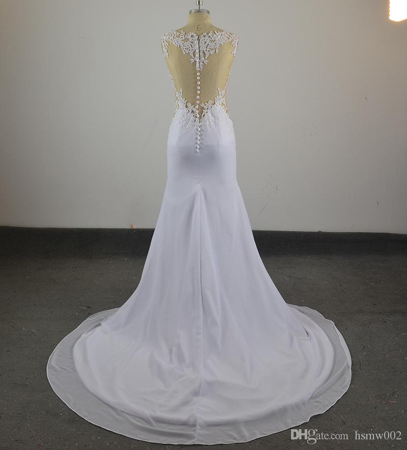 Sample Wedding Dresses Awesome Real Sample 2017 Glamorous Mermaid Wedding Dresses Illusion Scoop Neck Appliques formal Bridal Wedding Gowns Vestido De Noiva