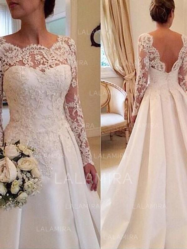 Satin and Lace Wedding Dresses Elegant Modern Ball Gown with Satin Lace Wedding Dresses