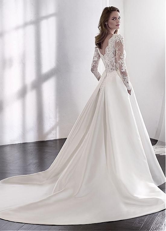 Satin and Lace Wedding Dresses New Elegant Tulle & Satin Bateau Neckline A Line Wedding Dress