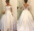Satin Ball Gown Wedding Dresses Fresh 2019 Ball Gown Wedding Dresses F Shoulder Illusion Long Sleeves Lace Appliques Beads Sash Open Back Court Train Satin formal Bridal Gowns Ball Gown