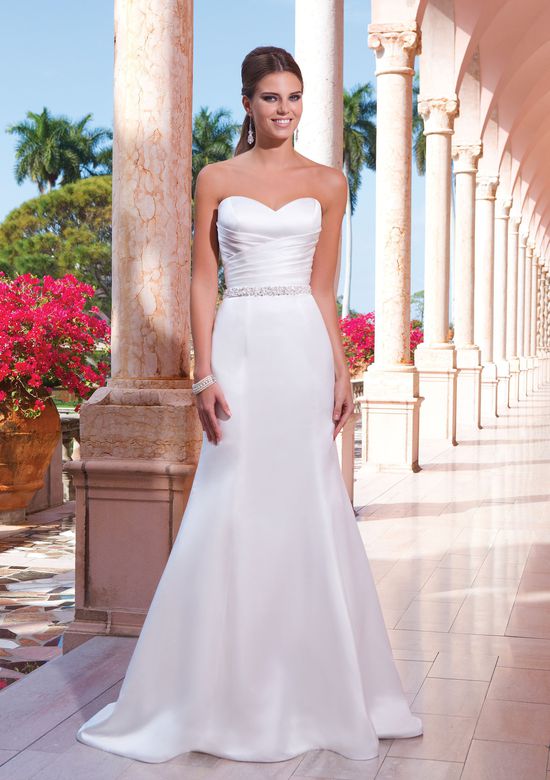 Satin Fit and Flare Wedding Dresses Beautiful Stil 6045 Satin Fit and Flare Dress Accented with A