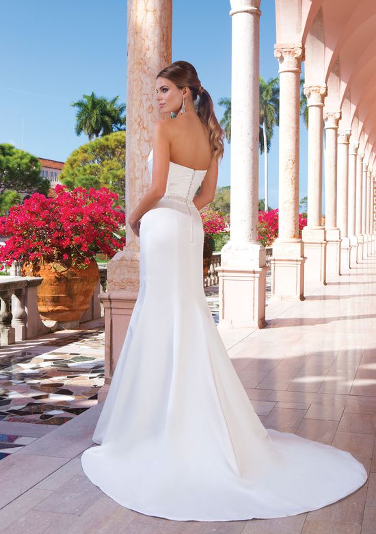 Satin Fit and Flare Wedding Dresses Lovely Style 6045 Satin Fit and Flare Dress Accented with A