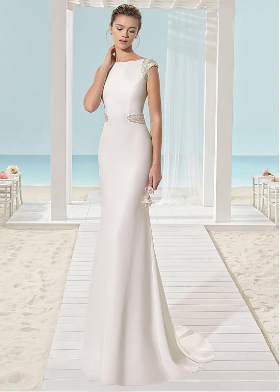 Satin Fitted Wedding Dress Luxury Magbridal Gorgeous Acetate Satin Bateau Neckline Mermaid