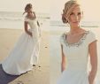 Second Marriage Dresses Lovely Cheap A Line Wedding Dresses Scoop Neck Cap Sleeves Beads Crystal Beach Bohemian Pockets Long Vestidos Boho Plus Size Bridal Gowns Wedding Dresses