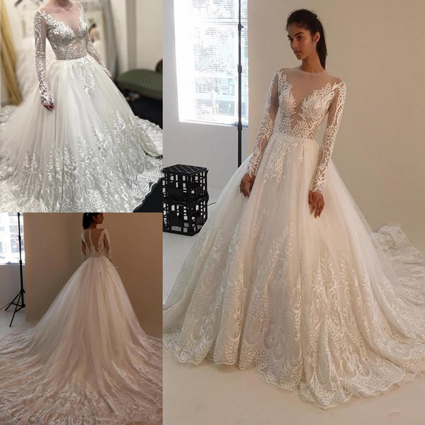 Sexy Elegant Wedding Dresses Best Of Discount Zuhair Murad Lace Ball Gown Wedding Dresses with Long Sleeve 2017 Y Sheer Crew Neck Elegant Applique Bridal Gowns Court Train Zipper Back