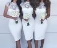 Sheath Bridesmaid Dress Fresh Sheath Jewel Cap Sleeves Knee Length White Bridesmaid Dress
