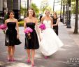 Short Black Wedding Dresses Unique Short Black Bridesmaid Dresses and Hot Pink Flowers and