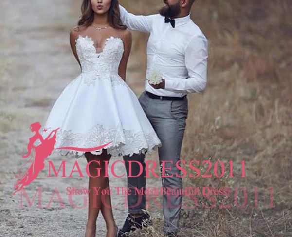 Short Casual Beach Wedding Dresses Awesome Discount 2018 Sweetheart Short Casual Beach Lace Wedding Dress New A Line Bridal Gowns Custom Size Handmade Appliques Best Selling Fashion Romantic