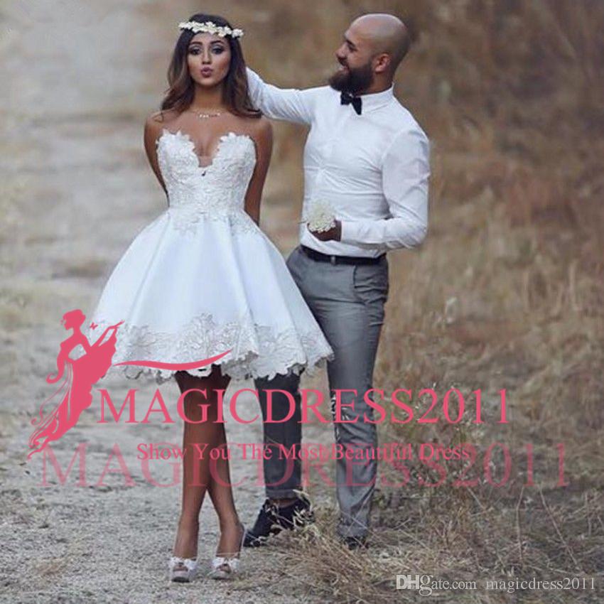 Short Chiffon Wedding Dresses Lovely 2019 Sweetheart Short Casual Beach Lace Wedding Dress New A Line Bridal Gowns Custom Size Handmade Appliques Best Selling Fashion Romantic