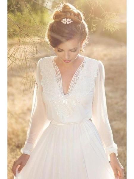 Short Fall Wedding Dresses Lovely Long Sleeve Country Wedding Dresses Lace Chiffon Beach