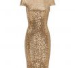 Short Gold Dresses for Wedding Lovely Yours and Mine Bridal Gold Sequins Fitted Mini Dress Short