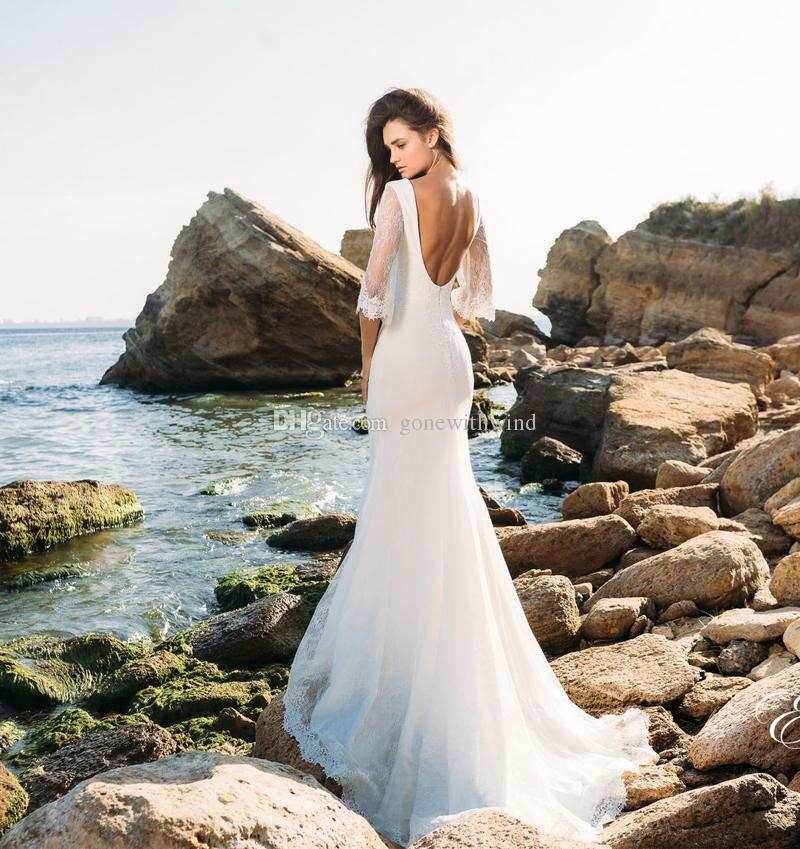Short Sheath Wedding Dresses Best Of 3 4 Long Sleeves Lace Beach Wedding Dresses 2018 Eva Lendal