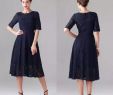 Short Sleeve Dresses for Wedding Guests Elegant Dark Navy Lace Mother the Bride Dresses Tea Length Vintage Cocktail Party Gowns with Short Half Sleeves Plus Size Wedding Guest Dress Mother the
